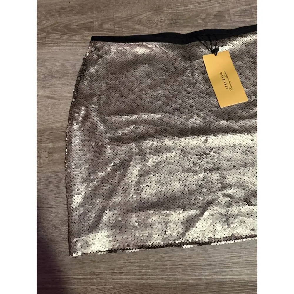 NEW Zara Sequin Mini Skirt Size Medium - Picture 8 of 8